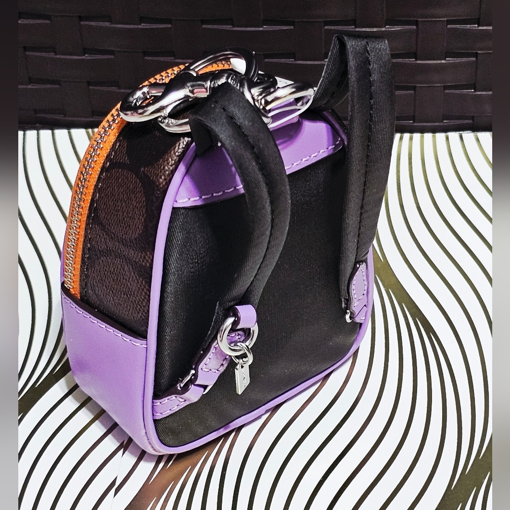 Coach Mini Backpack key chain C7803 bag charm Neon Multicolor Purple Orange NEW - Picture 2 of 11